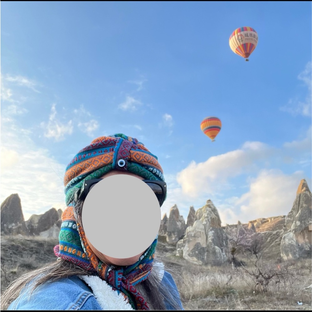 Colorful Knit Handmade Turkish Hat with with Scarf and Evil Eye 🧿 at front - Picture 8 of 10